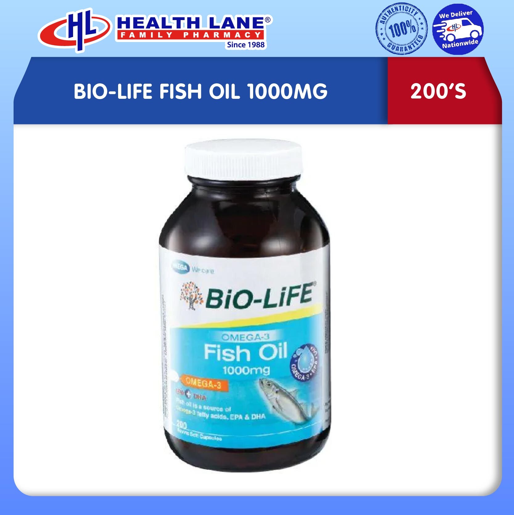 BIO-LIFE MINYAK IKAN 1000MG (200'S)
